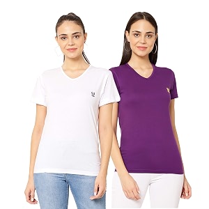 Mack Jonney Women Cotton Blend V Neck