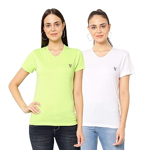 Mack Jonney Women Cotton Blend V Neck