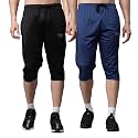 Mack Jonney Dryfit Lycra Solid 3/4th Capri for Men (Pack of 2)-Dryfit_D13_BLK_BLU_02-P