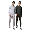 MACK JONNEY Dryfit Lycra Solid Multicolor Tracksuit Co-ord Set for Men (Pack of 2)-DRY_T_FS_L.GRY_OLV_D10_L.GRY_OLV_04-L