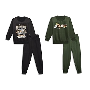 mack jonney printed round neck cotton fleece tracksuit co-ord set for kids pack of 2-mack45084
