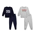 Mack Jonney Printed Round Neck Cotton Fleece Tracksuit Co-Ord Set for Kids (Pack of 2)-MACK44729