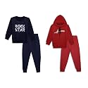 Mack Jonney Printed Round Neck Cotton Fleece Tracksuit Co-Ord Set for Kids (Pack of 2)-MACK44729
