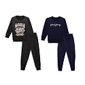 Mack Jonney Multicolor Printed Round Neck Cotton Fleece Tracksuit Co-Ord Set for Kids (Pack of 2)-MACK45084