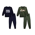 Mack Jonney Printed Round Neck Cotton Fleece Tracksuit Co-Ord Set for Kids (Pack of 2)-MACK44729