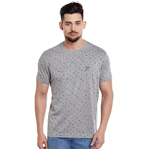 Mack JONNEY Printed Grey Round Neck Cotton