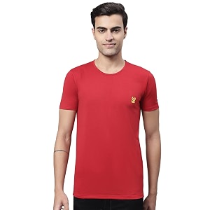 Mack Jonney Men Round Neck Cotton Solid