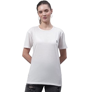 Mack Jonney Women Round Neck Cotton Solid