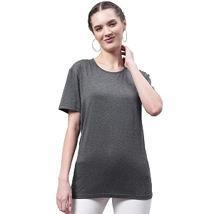 Mack Jonney Women Round Neck Cotton Solid