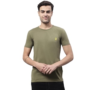 Mack Jonney Men Round Neck Cotton Solid