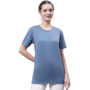 Mack Jonney Women Round Neck Cotton Solid