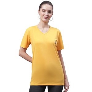 Mack Jonney Women V Neck Cotton Solid