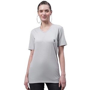 Mack Jonney Women V Neck Cotton Solid