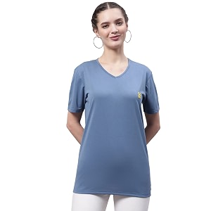 Mack Jonney Women V Neck Cotton Solid