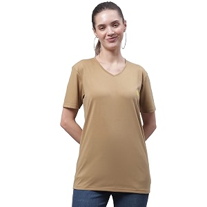 Mack Jonney Women V Neck Cotton Solid