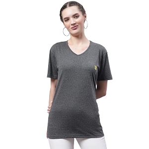 Mack Jonney Women V Neck Cotton Solid