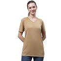 Mack Jonney Women V Neck Cotton Solid