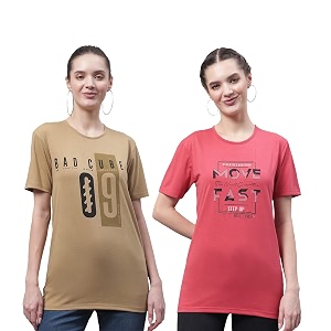 Mack Jonney Womens Round Neck Cotton Printed
