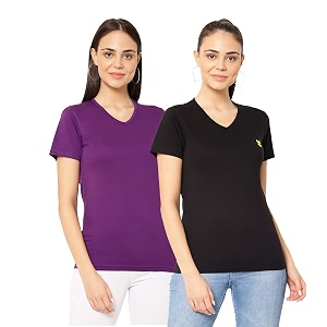 Mack Jonney Women Cotton Blend V Neck