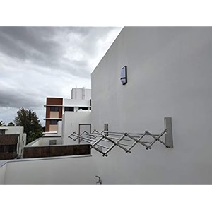 vimart stainless steel 7 pipe cloth dryer stand wall mountedminimizerfolding rack for balcony silver 60 inch 5 feet