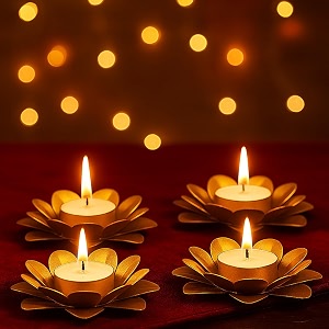 ViMe Flower tealight holder matte gold set of 4 — best budget candle holders for home