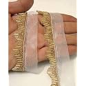 Lace for Saree Border Finetage Pipe in net Fabric Border Lace for Dresses, Sarees, Lehenga, Suits, Blouses, Dupatta, Chunri and Craft (9 Meters; 354 inch Gold, Small Moti) (Golden)