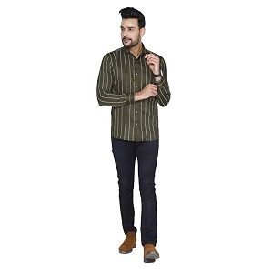 Pure Cotton Solid Slim Fit Semi Casual