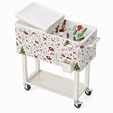 VINGLI Rolling Ice Chest, Portable Patio Party Bar Drink Cooler Cart, with Shelf, Beverage Pool with Bottle Opener
