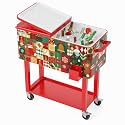 VINGLI Rolling Ice Chest, Portable Patio Party Bar Drink Cooler Cart, with Shelf, Beverage Pool with Bottle Opener