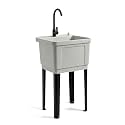 VINGLI Utility Sink Laundry Tub for Washing Room, Freestanding Utility Sink with Stainless Steel Faucet (23.6"W×23.6"D×36.2"H, Grey)