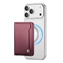 Vinich for MagSafe Wallet Magnetic RFID Blocking Card Holder, Wine Red