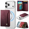 Vinich for MagSafe Wallet Magnetic RFID Blocking Card Holder, Burgundy