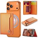 Vinich for MagSafe Wallet Magnetic RFID Blocking Card Holder, Orange