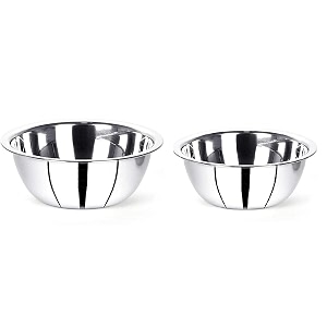 vinod mixing and serving donga stainless steel bowl set 800ml 1100ml