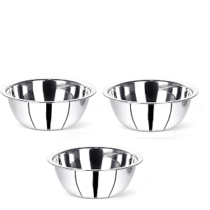 vinod mixing and serving donga stainless steel bowl set 500ml 800ml 1100ml
