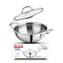 Vinod Triply Stainless Steel Extra Deep Kadai with Glass Lid - 1.9 L, 20 cm