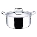 Vinod Platinum Triply Stainless Steel Saucepot with Lid - 8 Litre, 30 cm | 2.5mm Thick | SAS Bottom | Biryani Pot | Induction and Gas Base | 5 Year Warranty - Silver