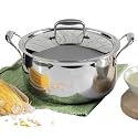 Vinod Platinum Triply Stainless Steel Saucepot with Lid 5L (24 cm) | 2.5 mm Thick Base | Multi-Purpose Biryani &amp; Curry Pot | Induction &amp; Gas Stove Compatible | 5 Year Warranty – Silver