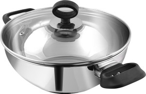 VINOD Stainless Steel Deluxe Kadai with Glass