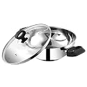 Vinod Stainless Steel Deluxe Kadhai with Glass Lid - 1.2 Litre, 18cm | Extra Thick, SAS Bottom | Soft Handle | Kadai for Cooking | Induction Base | 2 Year Warranty - Silver