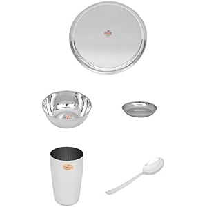 vinod stainless steel dinner set 5-piece service for 1 silver vthali set kb 1 13