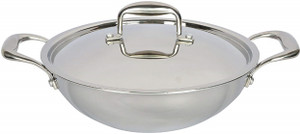 VINOD Stainless Steel Triply Kadhai with Lid