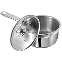 Vinod Two Tone Stainless Steel Saucepan with Glass Lid 2.3 Litre, 18 cm (6.2mm Thick) | SAS Bottom | Sturdy Riveted Handle | 2 Year Warranty | Induction Friednly - Silver