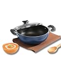 Vinod Zest Aluminium Non Stick Deep Kadhai with Glass Lid - 4.1 Litre, 26cm | 3 Layer Ceramic Coating | 3 mm Thick | Metal Spoon Friendly | Gas Base, Toxin Free - 1 Year Warranty