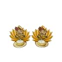 Artificial Candle Tealight Stand Lotus Flower Ganesha Design for Diwali Home Decoration Festival Articles Decor Gift (Pack-02) Multi.