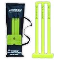 Vinson Senior Heavy Duty Cricket Stumps Set with Zipper Carry Bag for Kids & Adults, Color - Lemon Yellow, Weight - 750 gm, No Water/Mud Needed to Increase The Weight of The Base.