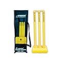 Vinson Senior Heavy Duty Cricket Stumps Set with Zipper Carry Bag for Kids &amp; Adults, Color - Yellow, Weight - 750 gm, No Water/Mud Needed to Increase the Weight of the Base.