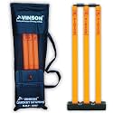 Vinson Senior Heavy Duty Cricket Stumps Set with Zipper Carry Bag for Kids & Adults, Color - Orange & Black, Weight - 750 gm, No Water/Mud Needed to Increase the Weight of the Base.