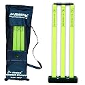 Vinson Senior Heavy Duty Cricket Stumps Set with Zipper Carry Bag for Kids & Adults, Color - Lemon Yellow & Black, Weight - 750 gm, No Water/Mud Needed to Increase The Weight of The Base.