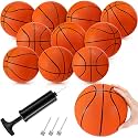 Vinsot 8 Pack Mini Rubber Basketballs Set 7 Inch Mini Hoop Basket Ball with Air Pump for Beginner Basketball Arcade Games Indoor Outdoor Pool Party Favors